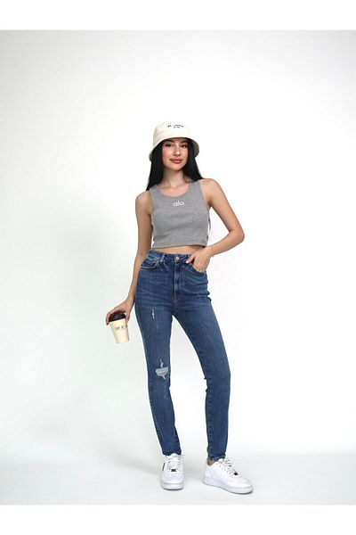 BPF Pantaloni skinny cu talie normală, cu detalii rupte