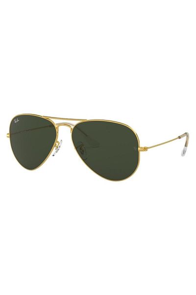 Ray-Ban Ray-Ban RB3025 W3234 Aviator Classic – Ochelari de soare unisex, ramă aurie, lentile verzi G-15