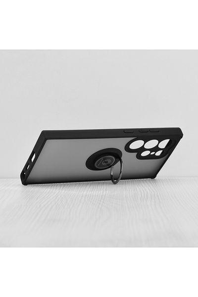 SKYDDAR INNOVATION Case for Samsung Galaxy S24 Ultra, Glinth with 360° Magnetic Rotating Ring, Black, sticker set