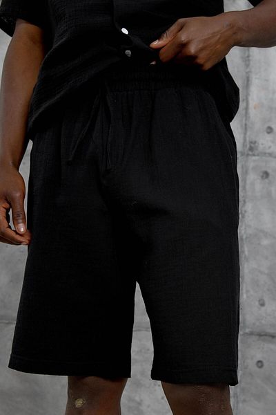 NOMARC Black Muslin Basic Shorts
