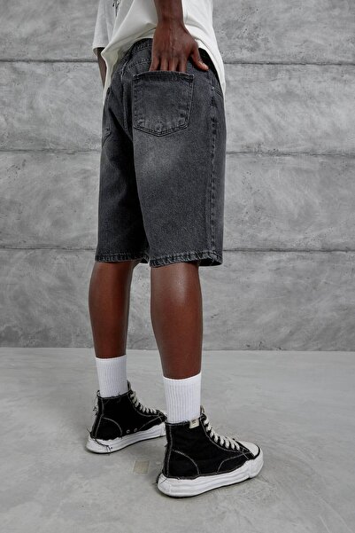 NOMARC Men's Anthracite Mb Oversize Denim Shorts