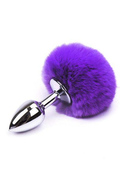 WildFashion Dop anal (Butt Plug) din metal inoxidabil, accesorizat cu coada de iepuras, Mov TOY400-11