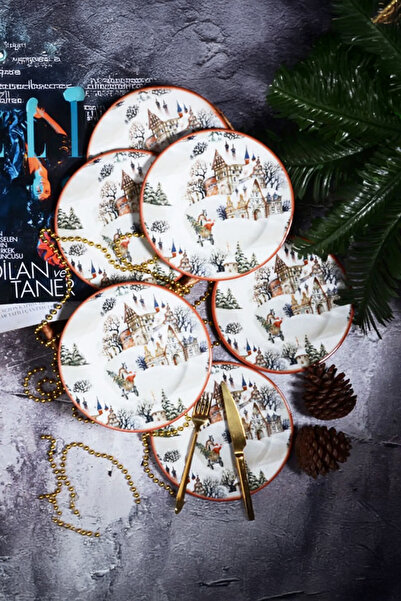 Home Nordelle 6'lı Dijital Baskı Yılbaşı Servis Tabağı Seti – 26 cm