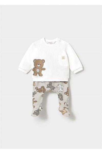 MAYORAL Baby Boy Sweatshirt Leggings Set White-Grey 1559