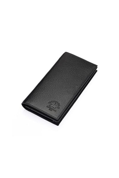 Honorius Men's Genuine Leather Large Size Magnetic Handbag Wallet with Phone Compartment Black