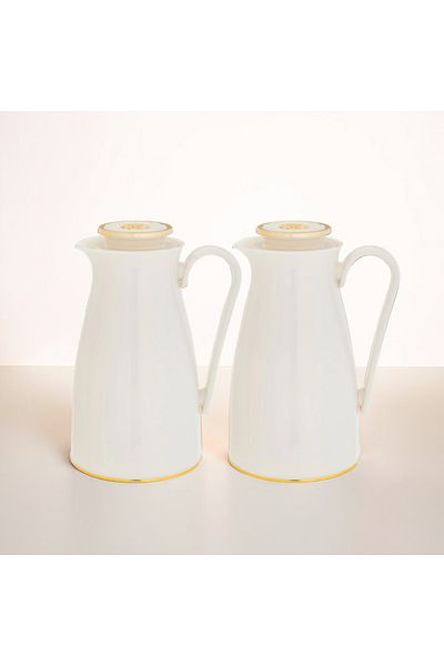 Alaska Alaska Thermos Set, 2 Pieces, White with Gold, 1 Liter Capacity