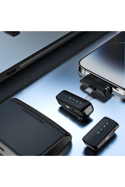 Smartio Set 2 Lavaliere profesionale cu carcasa de incarcare Fast Recharge, compatibila cu IOS si android