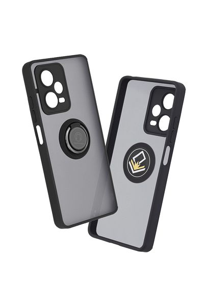 SKYDDAR INNOVATION Case for Xiaomi Redmi Note 12 Pro+, Glinth with 360° Magnetic Rotating Ring, Black, sticker set