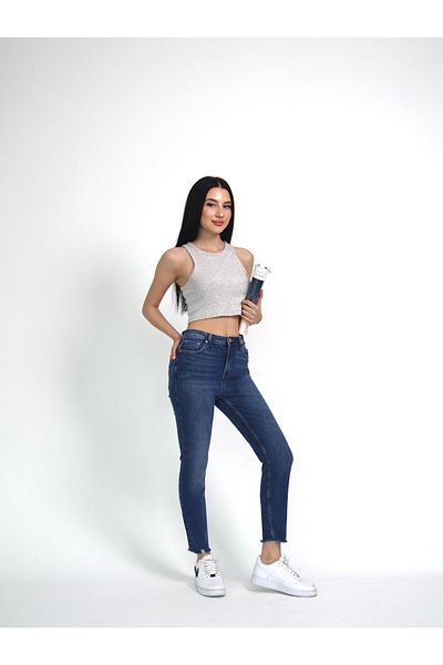 BPF Pantaloni de damă din denim cu talie normală, cu tăietură confortabilă