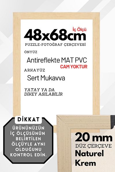 CreaWitch 20mm- 48X68 cm Transparent Pvc Li Glassless Photo 1000 Piece Puzzle Document Frame Horizontal Vertical