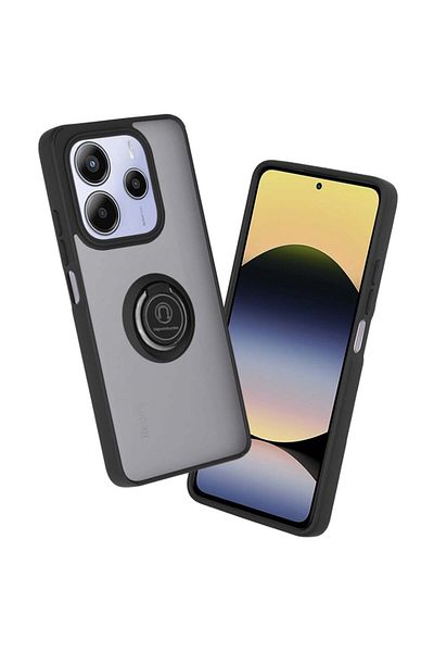 SKYDDAR INNOVATION Case for Xiaomi Redmi Note 14 5G, Glinth with 360° Magnetic Rotating Ring, Black, sticker set