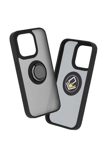 SKYDDAR INNOVATION Case for iPhone 15 Pro, Glinth with 360° Magnetic Rotating Ring, Black, sticker set
