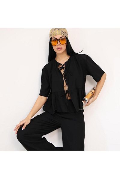 FEMİNEER.com Black Lace Shirt Pants Set