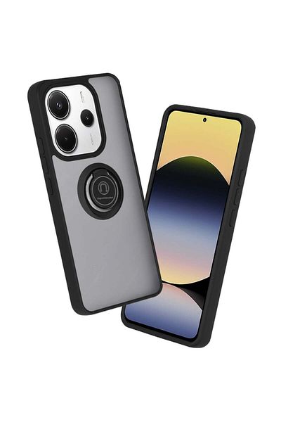 SKYDDAR INNOVATION Case for Xiaomi Redmi Note 14 4G, Glinth with 360° Magnetic Rotating Ring, Black, sticker set