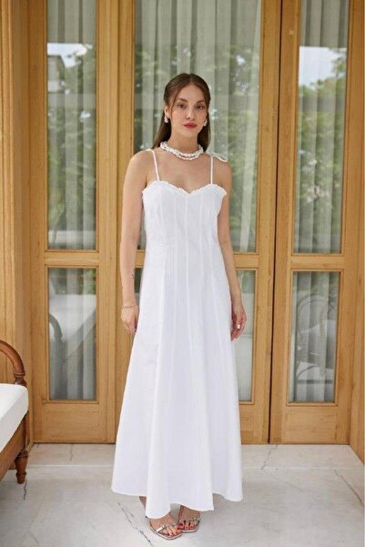 Moda Asrın Beyaz CANALETTO Midi Elbise