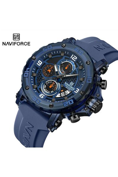 Naviforce Blue Rubber Strap Waterproof Men's Wrist Watch