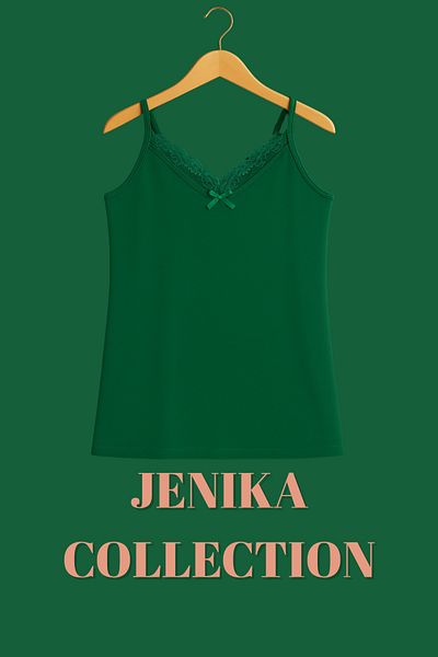 JENİKA Emerald Green Color Cotton Rope Strap Women's Tank Top