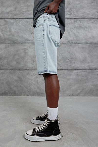 NOMARC Men's Light Blue Mb Oversize Denim Shorts