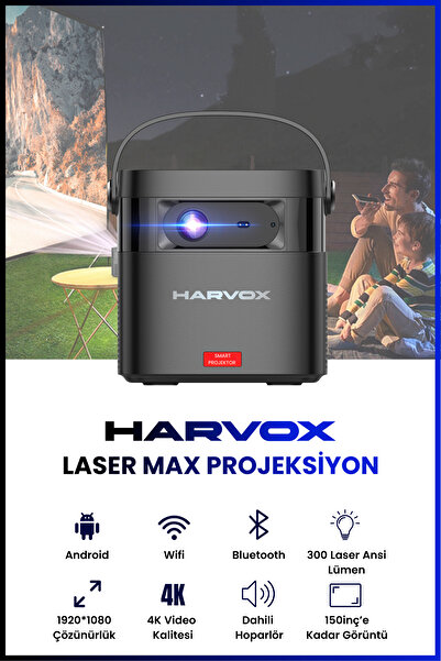 HARVOX Laser Max DLP HD Taşınabilir Hoparlörlü Bataryalı Android Laser Projeksiyon Cihazı