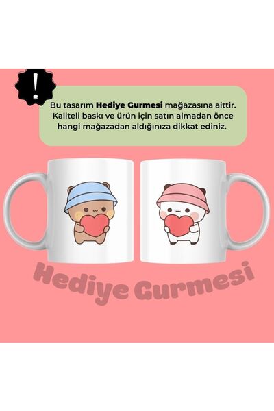 Hediye Gurmesi Bubu Dudu Çift Sevgili Kupa Bardak 2 Adet