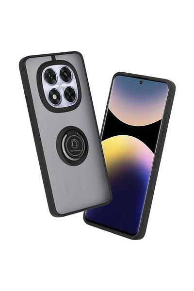 SKYDDAR INNOVATION Case for Xiaomi Redmi Note 14 Pro 5G / Poco X7, Glinth with 360° Magnetic Ring, Black, sticker set