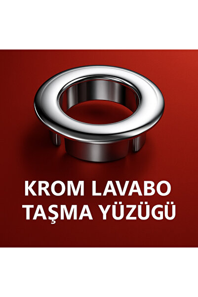 DESIPHON Parlak Krom Görünümlü Lavabo Taşma Yüzüğü - Dayanıklı Metal Evye Taş...