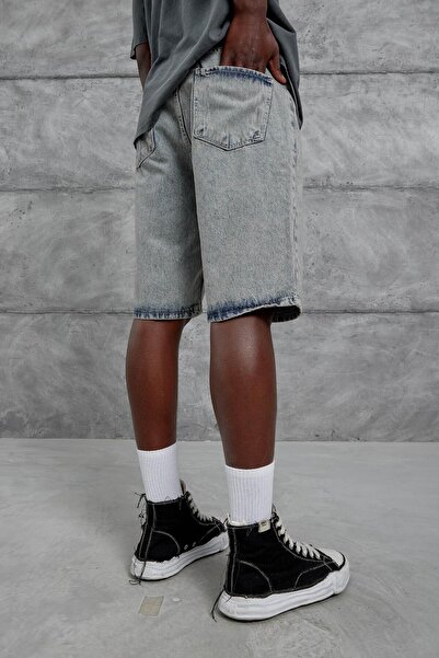 NOMARC Men's Gray Mb Oversize Denim Shorts