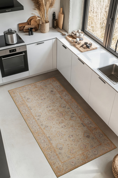 Cool Halı Private Turuncu Yıkanabilir Mutfak Halısı Yolluk Leke Tutmaz Tezgah...