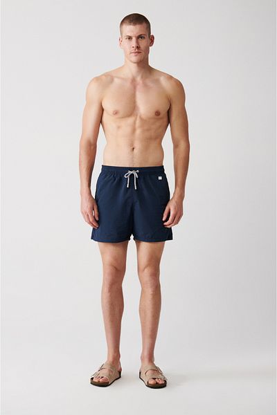 Avva Ανδρικό σορτς κολύμβησης τύπου Navy Blue Quick Dry Standard Απλό Ειδικό Μαγιό με τσάντα μεταφοράς A31y3800