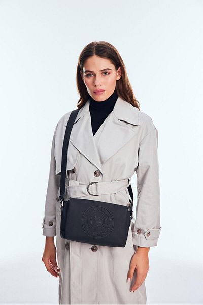 U.S. Polo Assn. Μαύρη γυναικεία τσάντα χιαστί