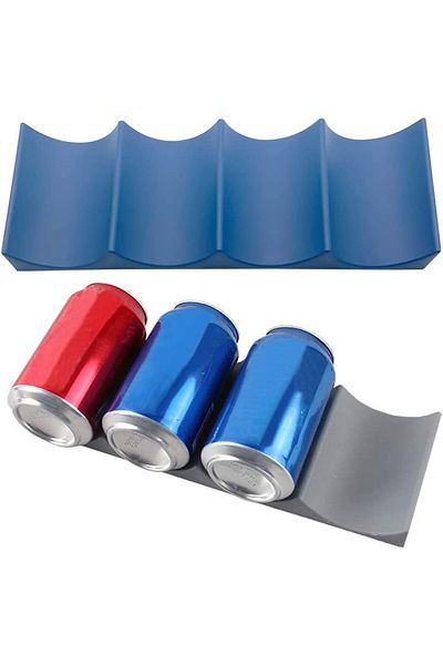 Thirei Set of 2 Thirei bottle/can holders, plastic, blue/gray, 11.5 x 3.9 x 2 cm