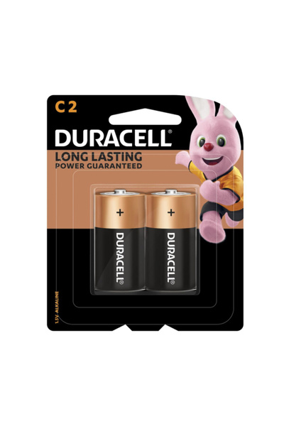 Duracell بطاريات قلوية C مضمونة الطاقة طويلة الأمد 1.5 فولت، قطعتان
