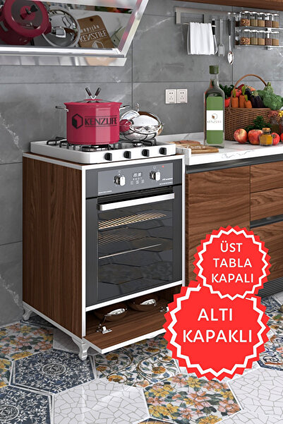 Kenzlife Ankastre Modülü Kabini Krom Cvz Fırın Ocak Dolabı Kapaklı Ayaklı Sabit Tabla