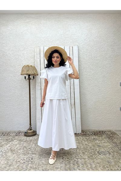 KÜÇÜĞÜM BUTİK White Poplin Blouse with Flywheel Sleeve Detail