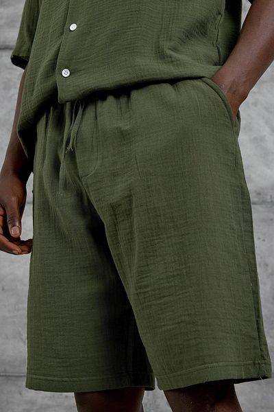 NOMARC Green Muslin Basic Shorts