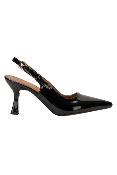 Celira Black Pointed Toe Patent Leather 8 cm Women's Heeled Shoes