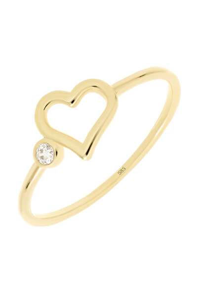 MOHI Fine Jewellery Inel model inima din aur galben de 14k