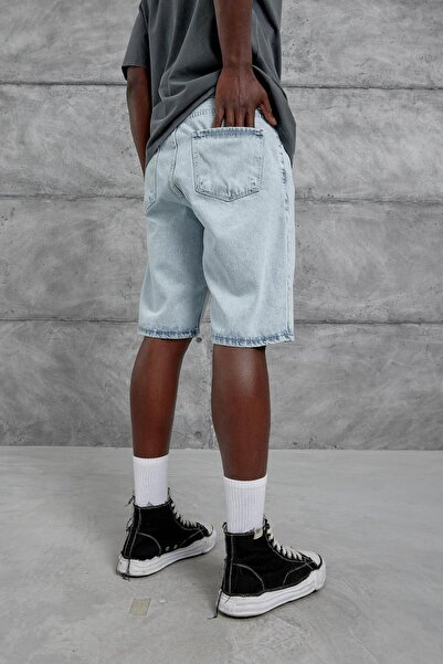 NOMARC Men's Light Blue Mb Oversize Denim Shorts