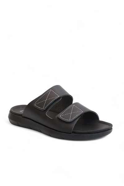 GEZER 2168-Gzr Double Velcro Full Anatomical Sole Men's Slippers Compatible for Daily, Umrah and Hajj