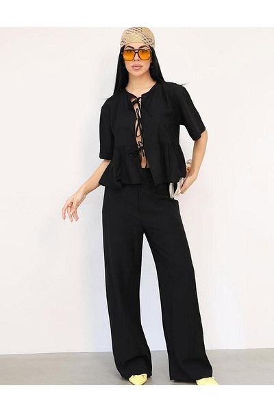 FEMİNEER.com Black Lace Shirt Pants Set