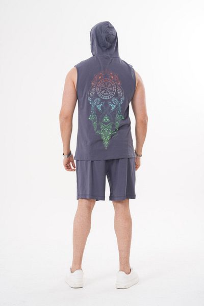 ACTIVE MODA Men's Printed Sports Singlet - Shorts Set 2-Pack Plus Size Cotton 20259