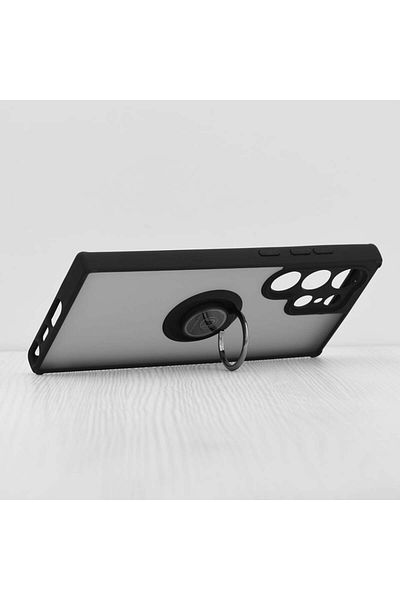 SKYDDAR INNOVATION Case for Samsung Galaxy S23 Ultra, Glinth with 360° Magnetic Rotating Ring, Black, sticker set