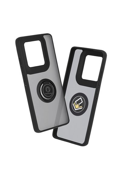 SKYDDAR INNOVATION Case for Motorola Edge 50 Ultra, Glinth with 360° Magnetic Rotating Ring, Black, sticker set
