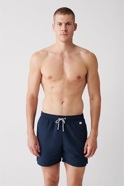 Avva Ανδρικό σορτς κολύμβησης τύπου Navy Blue Quick Dry Standard Απλό Ειδικό Μαγιό με τσάντα μεταφοράς A31y3800