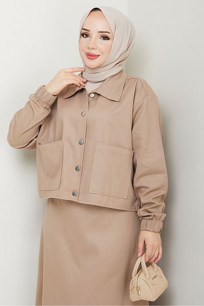 Bestenur Cerza Jacket Skirt Σετ δύο τεμαχίων 1534 - Stone