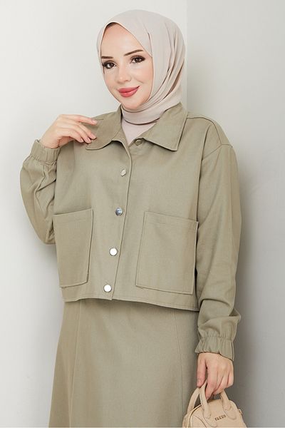 Bestenur Cerza Jacket Skirt Σετ δύο τεμαχίων 1534 - Χακί