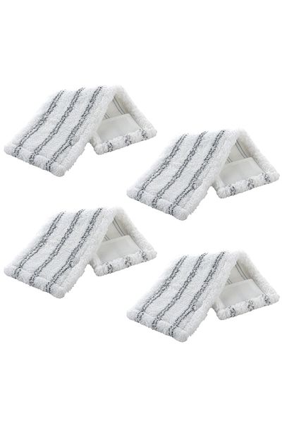 flores Set of 4 Flat Mop Refills, Microfiber, Gray, 130 x 410 mm