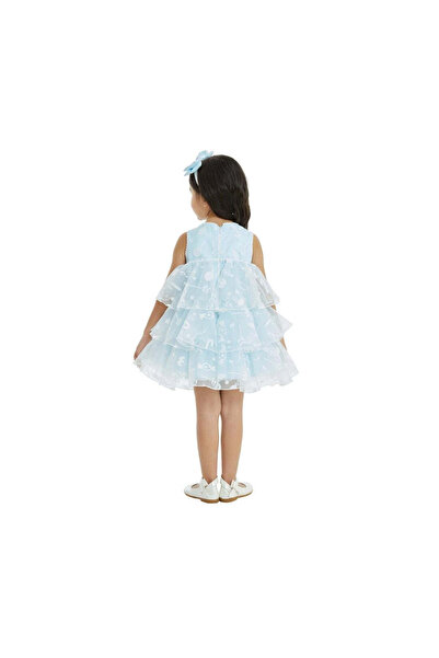 Pamina Elegant Dress, Pamina, with Headband and Ruffles, 32187, Blue, 80 cm