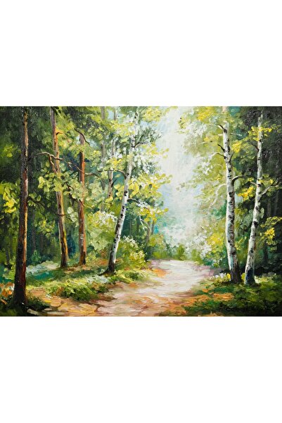 media Tablou canvas Toamna, padure, verde, pictura, 90 x 60 cm