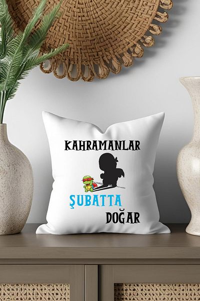 qoeuyl boutique Heroes Are Born This Month Printed Gift for Wife, Lover, Friend Father Satin Mini Decorative Pillow
